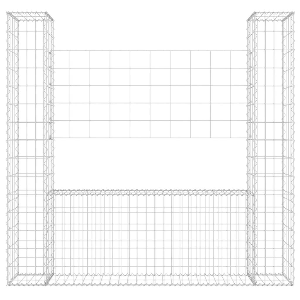 vidaXL U-shape Gabion Basket with 2 Posts Iron 140x20x150 cm 3