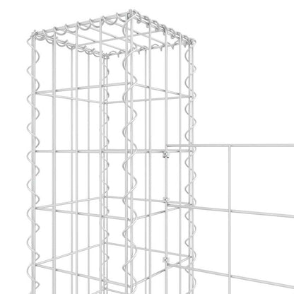 vidaXL U-shape Gabion Basket with 2 Posts Iron 140x20x150 cm 5