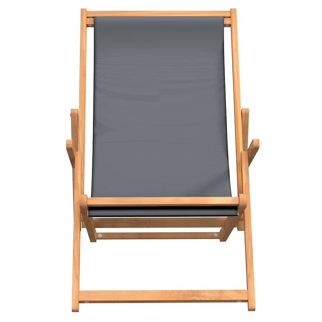 Beach Chair Solid Teak Wood Grey with armrest