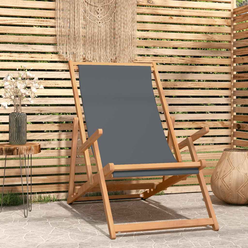 vidaXL Folding Chair Solid Wood Teak Grey 1