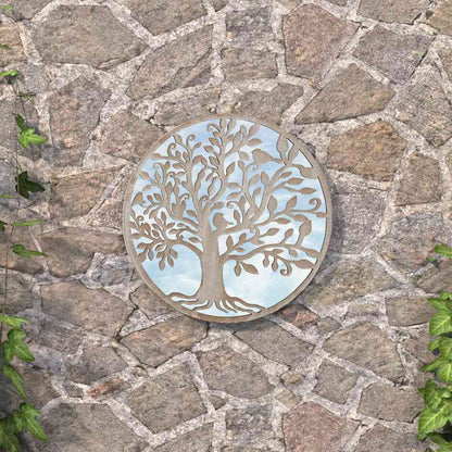 vidaXL Round Garden Mirror | Sand | Iron, Glass | Medium |  Decorative Inlays 1