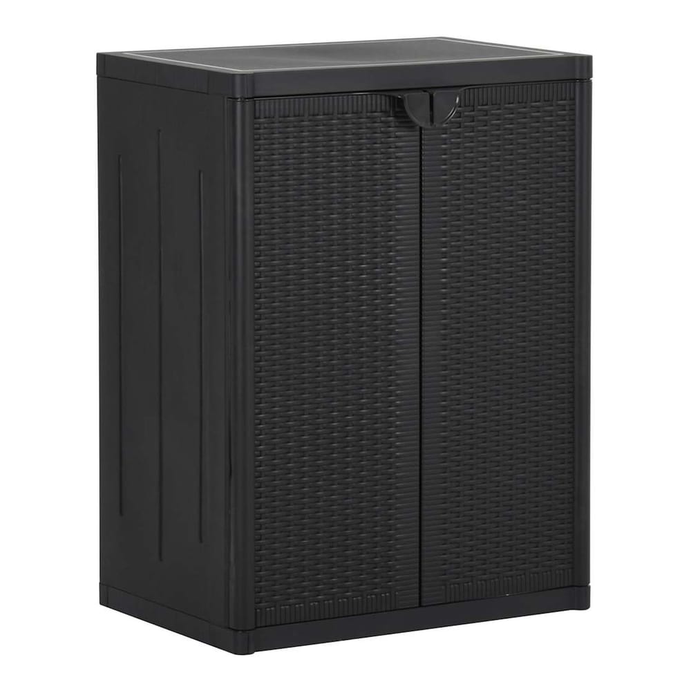 Garden Storage Cabinet 65x45x172 cm PP Rattan Black 2 shelves