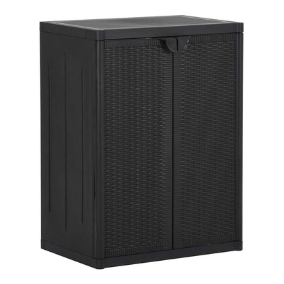 Garden Storage Cabinet 65x45x172 cm PP Rattan Black 2 shelves