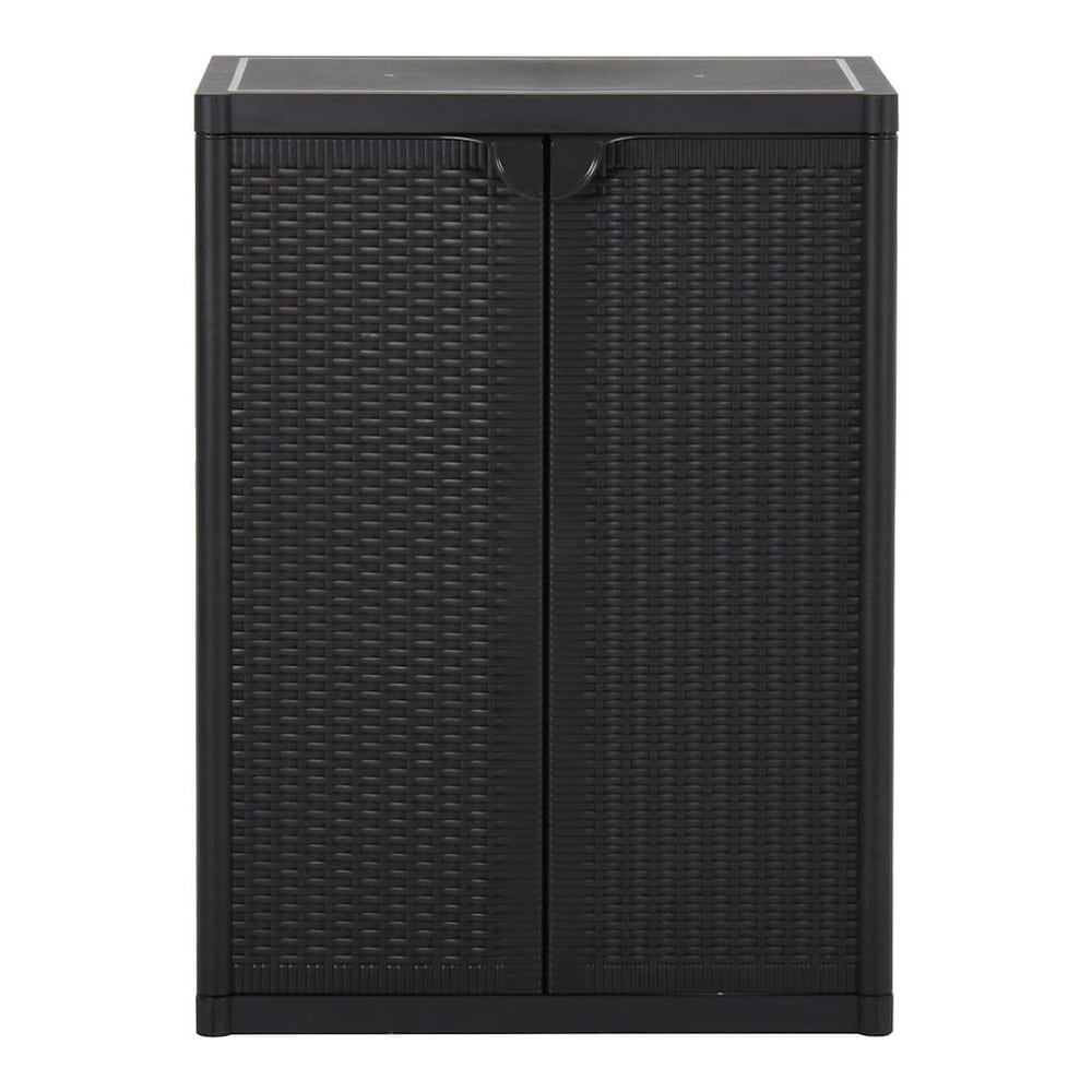 Garden Storage Cabinet 65x45x172 cm PP Rattan Black 2 shelves