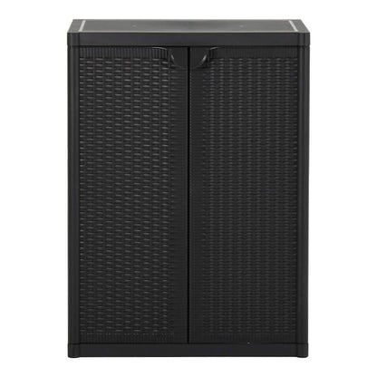 Garden Storage Cabinet 65x45x172 cm PP Rattan Black 2 shelves