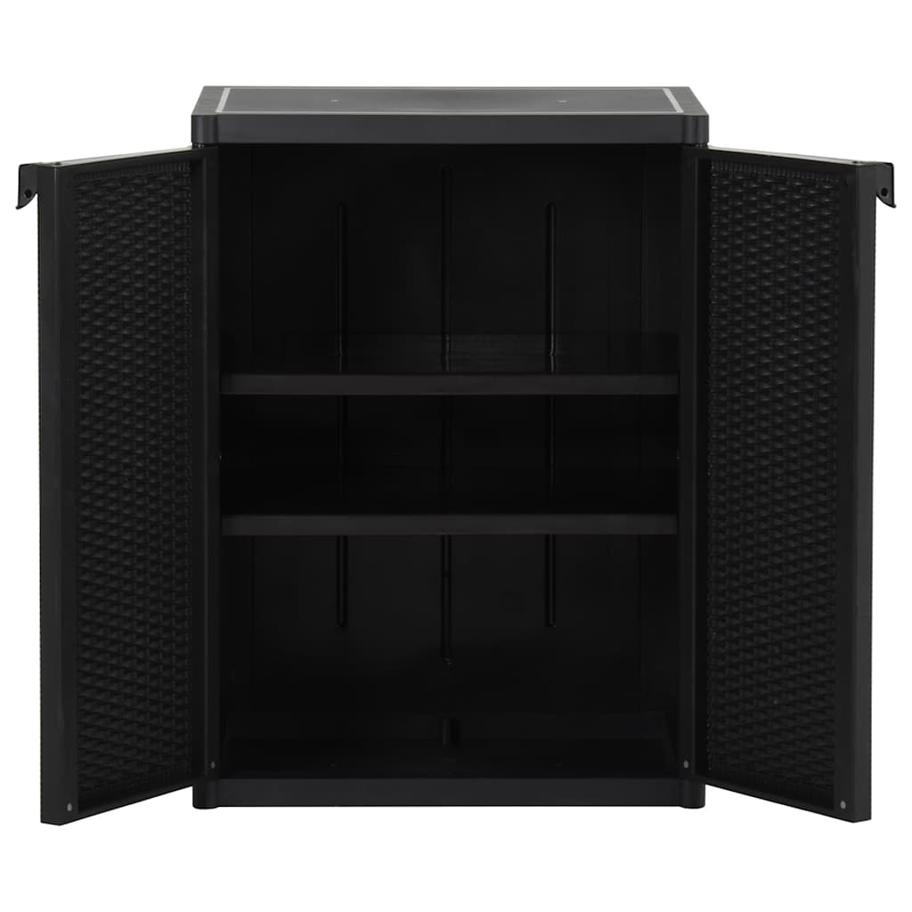 Garden Storage Cabinet 65x45x172 cm PP Rattan Black 2 shelves