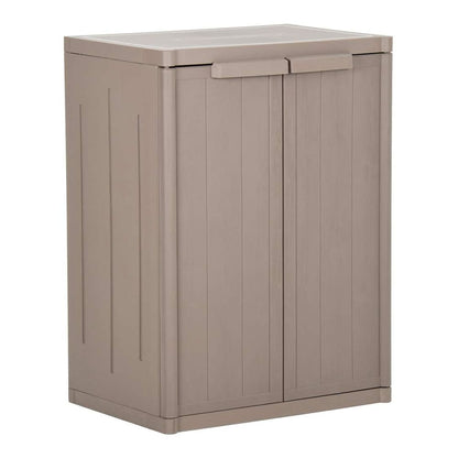 Garden Storage Cabinet 65x45x172 cm PP Rattan Brown 2 shelves