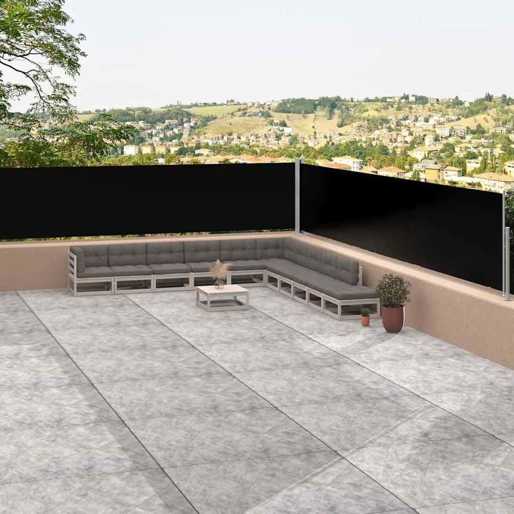 Retractable Side Awning Black 100 x 600 cm – 220 x 600 cm 117 x 1200 cm