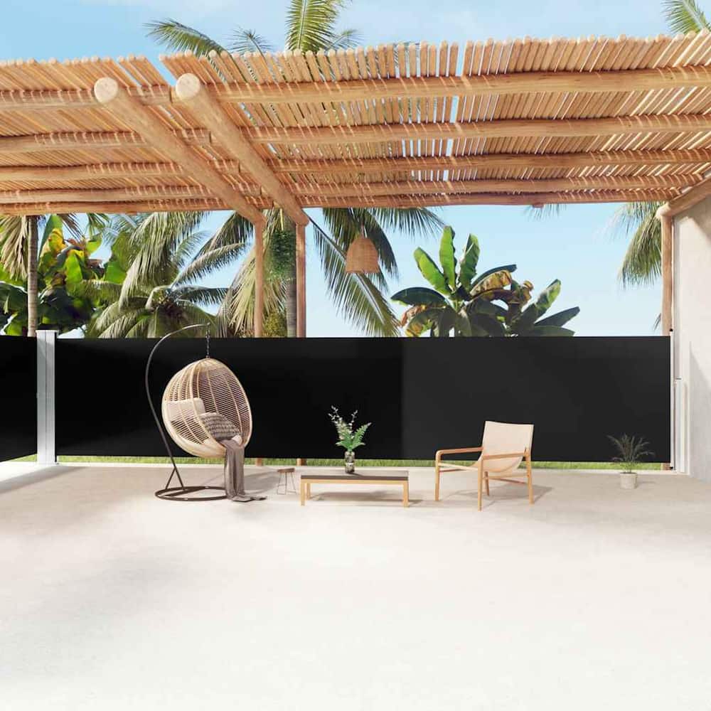 Retractable Side Awning Black 100 x 600 cm – 220 x 600 cm 160 x 1200 cm