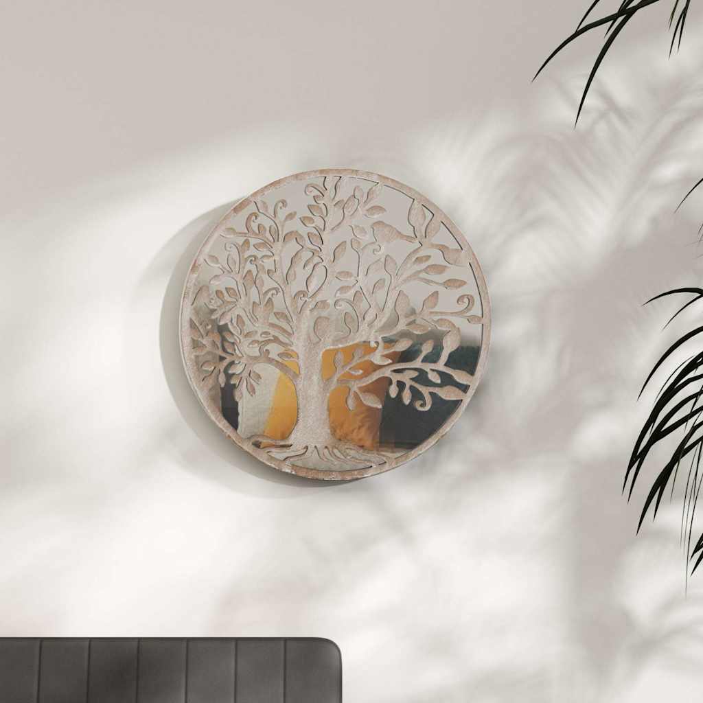 vidaXL Mirror | Sand | Iron and Glass | 40 cm diameter | Decorative Inlays 1