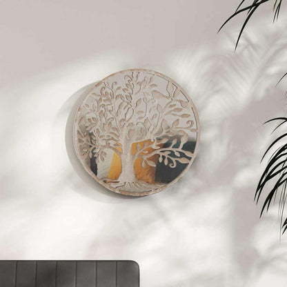 vidaXL Mirror | Sand | Iron and Glass | 40 cm diameter | Decorative Inlays 1
