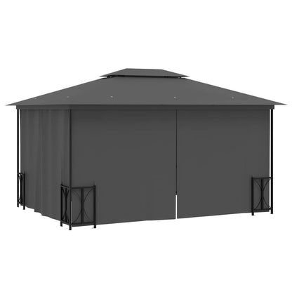 Gazebo with Sidewalls&Double Roofs Anthracite 3 x 4 m