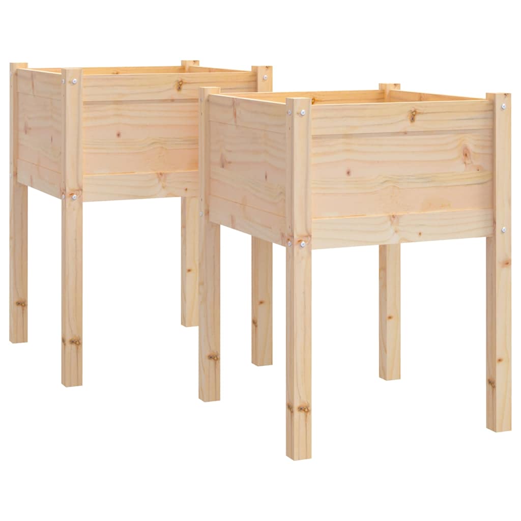 vidaXL Planter | Set of 2 | Natural wood | Solid pinewood | Medium | Planter 2