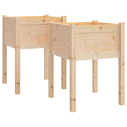 vidaXL Planter | Set of 2 | Natural wood | Solid pinewood | Medium | Planter 2
