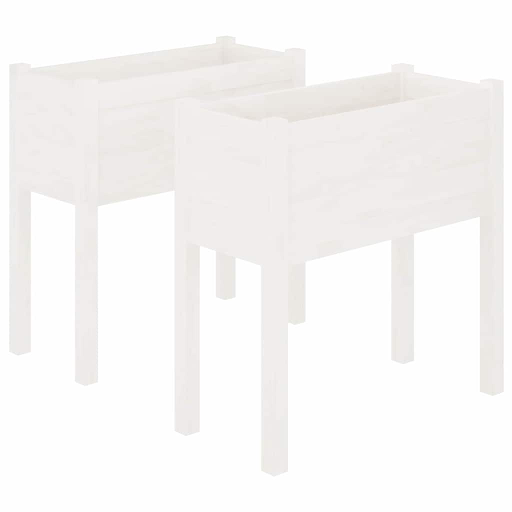 vidaXL Garden Planter | Set of 2 | White | Solid Pinewood | Standard | Durable 2