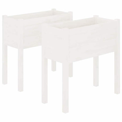 vidaXL Garden Planter | Set of 2 | White | Solid Pinewood | Standard | Durable 2