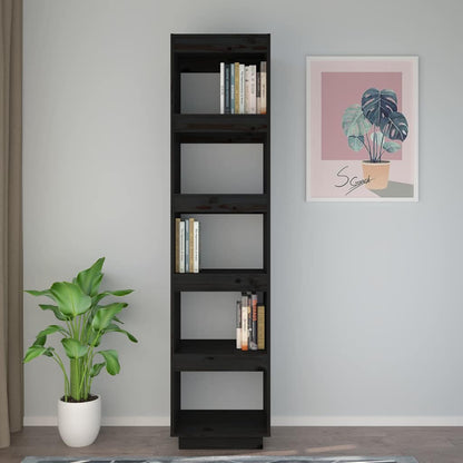 vidaXL Book Cabinet | Black | Solid pinewood | 40x35x167 cm | Book Cabinet 3