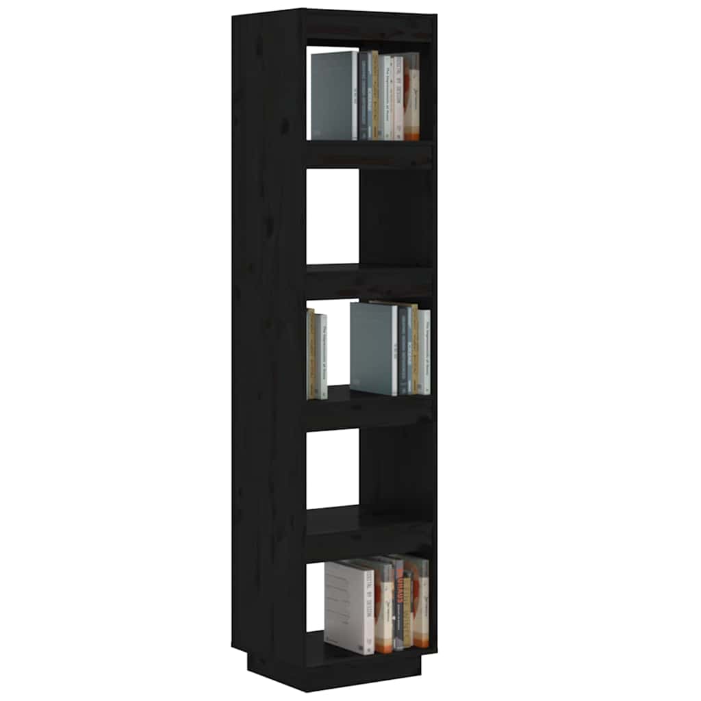 vidaXL Book Cabinet | Black | Solid pinewood | 40x35x167 cm | Book Cabinet 4