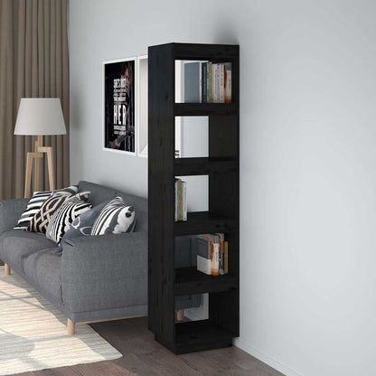 vidaXL Book Cabinet | Black | Solid pinewood | 40x35x167 cm | Book Cabinet 1