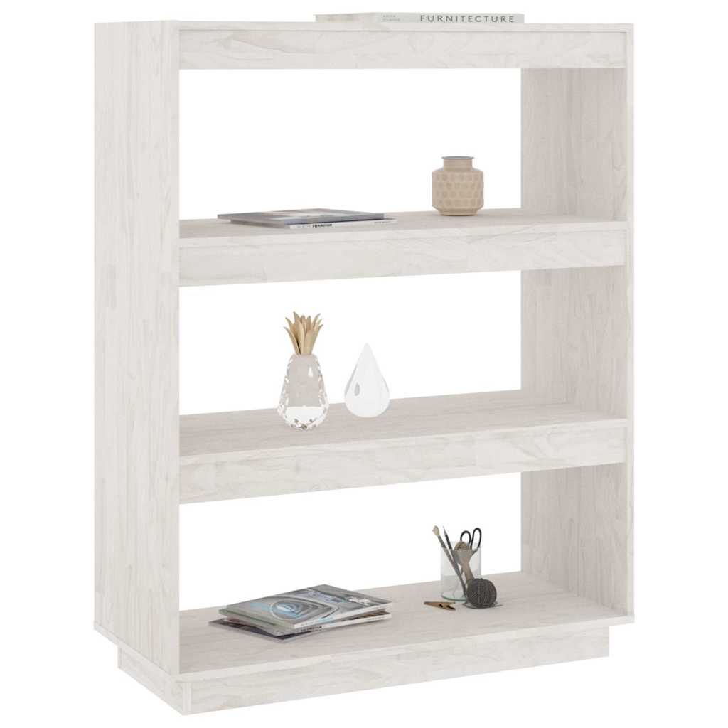 vidaXL Book Cabinet | White | Solid pinewood | 80 x 35 x 103 cm | Book Cabinet 4