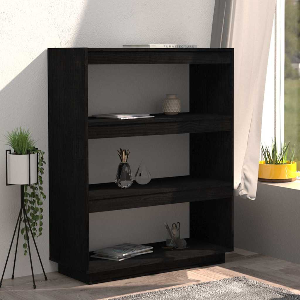 vidaXL Book Cabinet | Black | Solid Pinewood | Medium | Book Cabinet 3