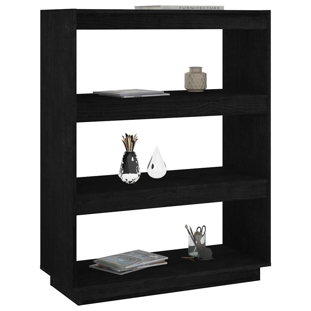 vidaXL Book Cabinet | Black | Solid Pinewood | Medium | Book Cabinet 4