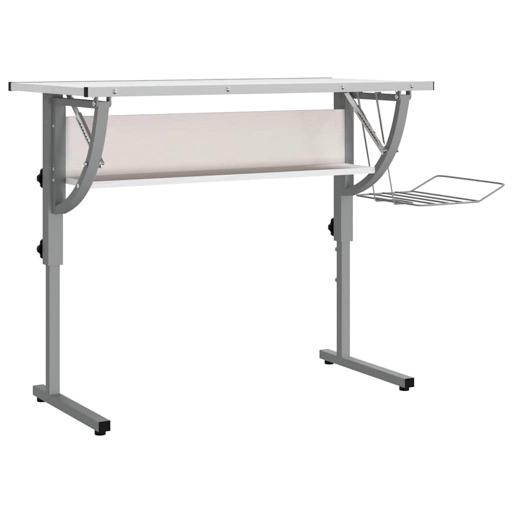 vidaXL Craft Desk | White and Grey | Engineered Wood and Powder-Coated Steel 2