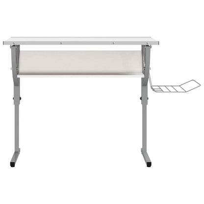vidaXL Craft Desk | White and Grey | Engineered Wood and Powder-Coated Steel 3