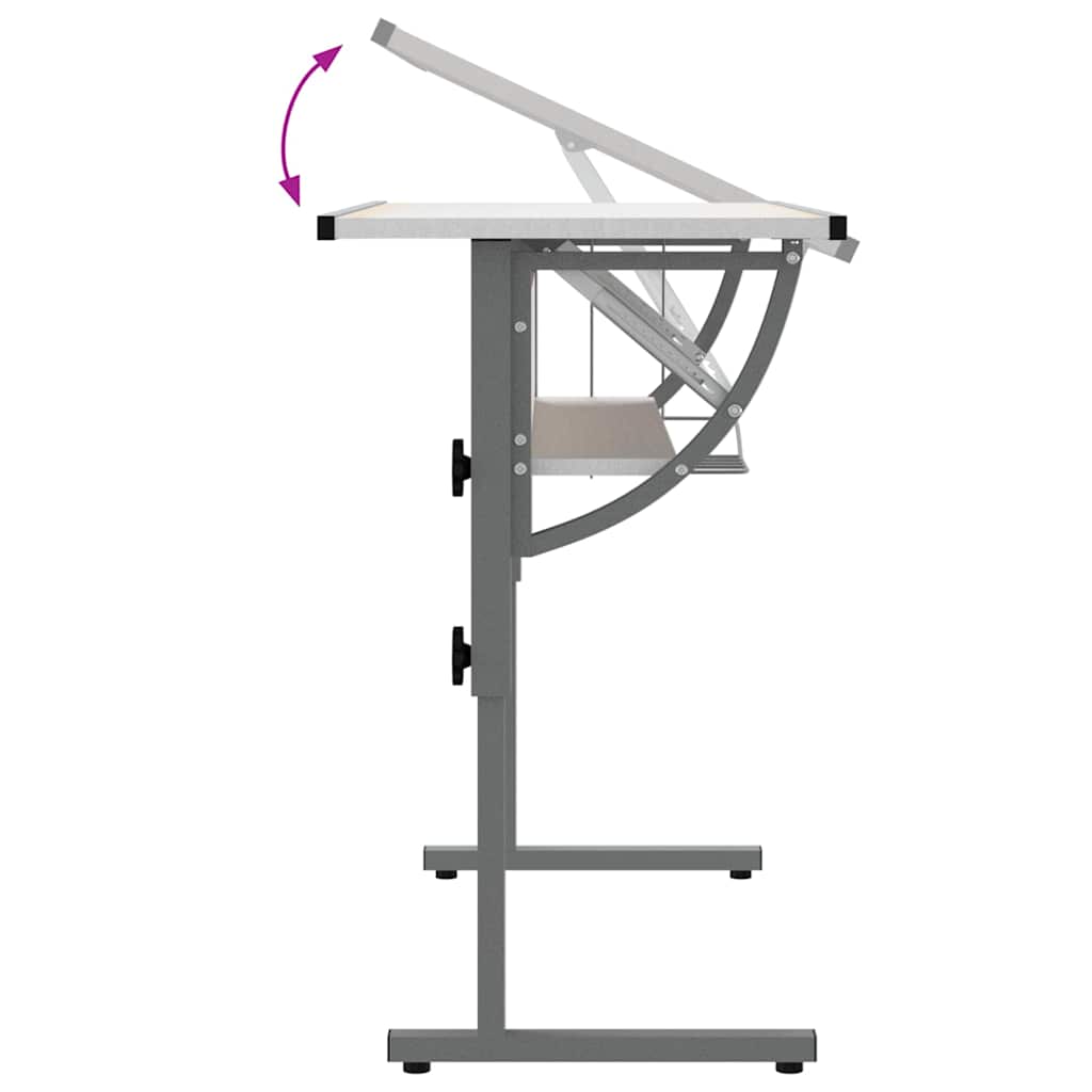 vidaXL Craft Desk | White and Grey | Engineered Wood and Powder-Coated Steel 4