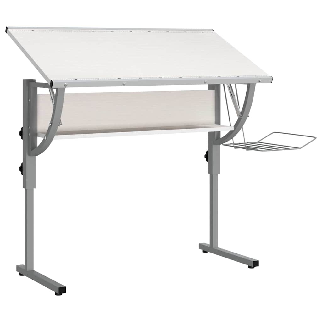 vidaXL Craft Desk | White and Grey | Engineered Wood and Powder-Coated Steel 5