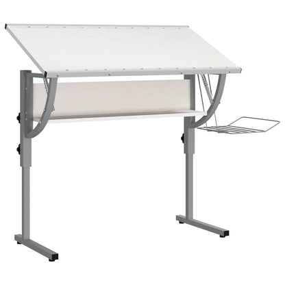 vidaXL Craft Desk | White and Grey | Engineered Wood and Powder-Coated Steel 5