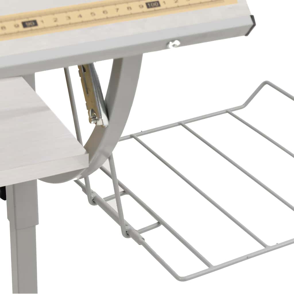 vidaXL Craft Desk | White and Grey | Engineered Wood and Powder-Coated Steel 6