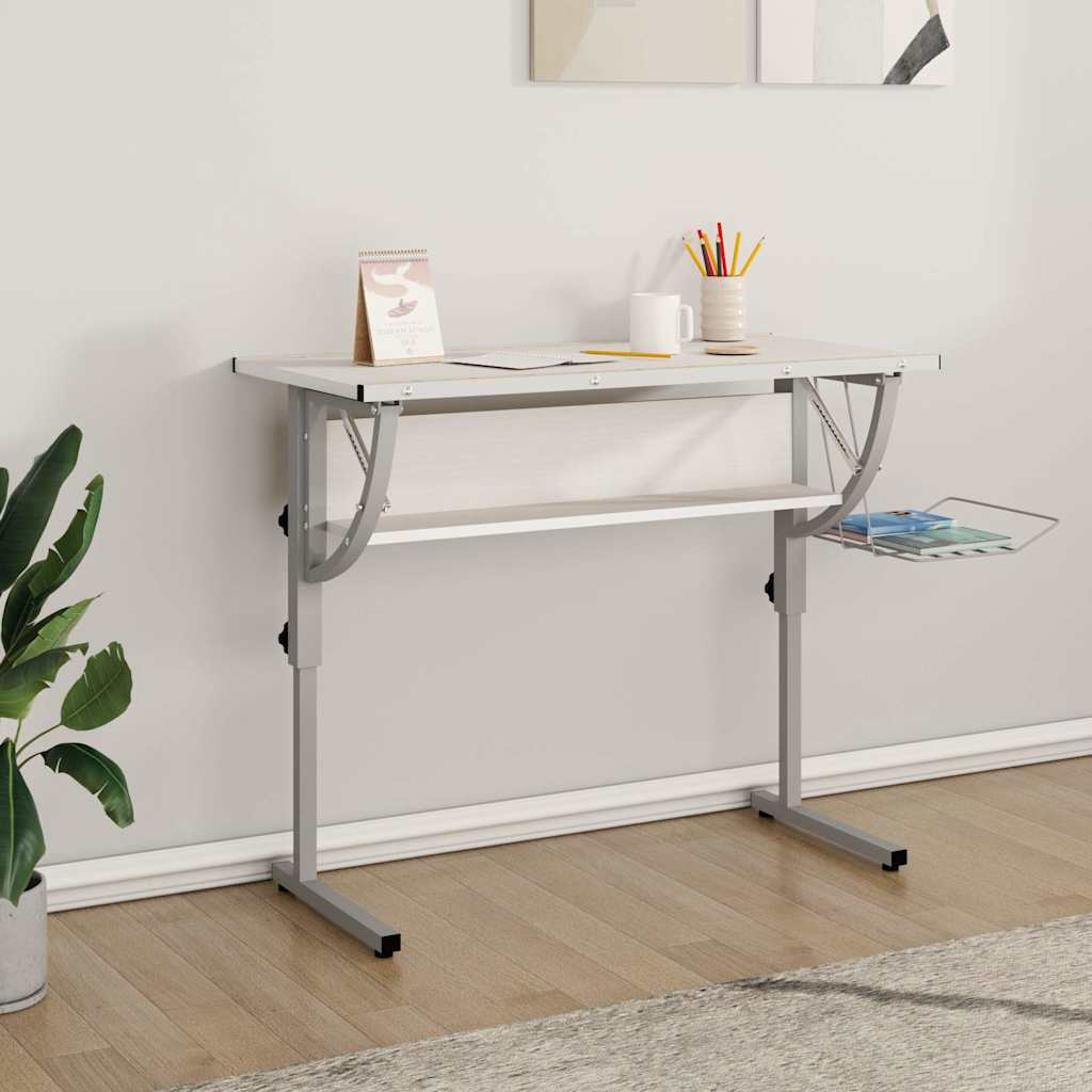 vidaXL Craft Desk | White and Grey | Engineered Wood and Powder-Coated Steel 1