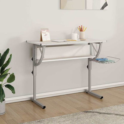 vidaXL Craft Desk | White and Grey | Engineered Wood and Powder-Coated Steel 1