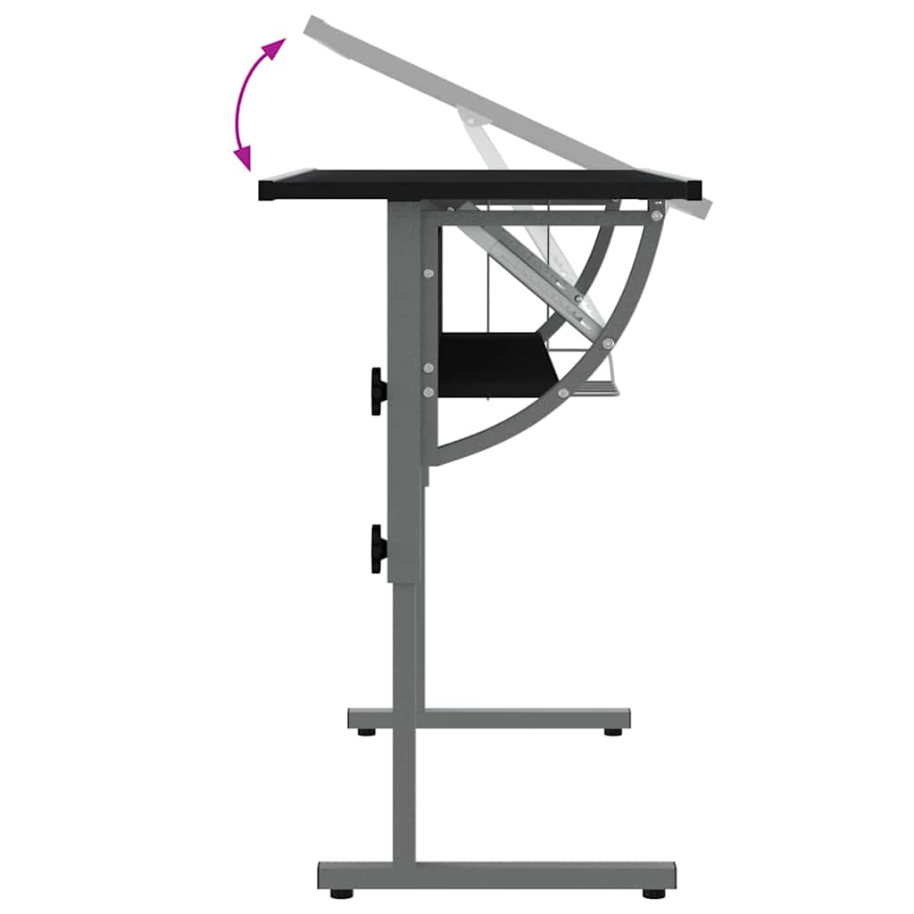 vidaXL Craft Desk | Black and Grey | Engineered Wood, Powder-Coated Steel 4