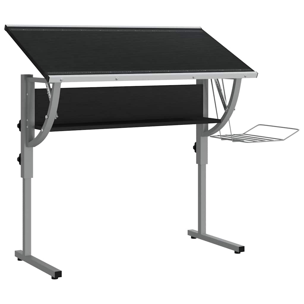 vidaXL Craft Desk | Black and Grey | Engineered Wood, Powder-Coated Steel 5