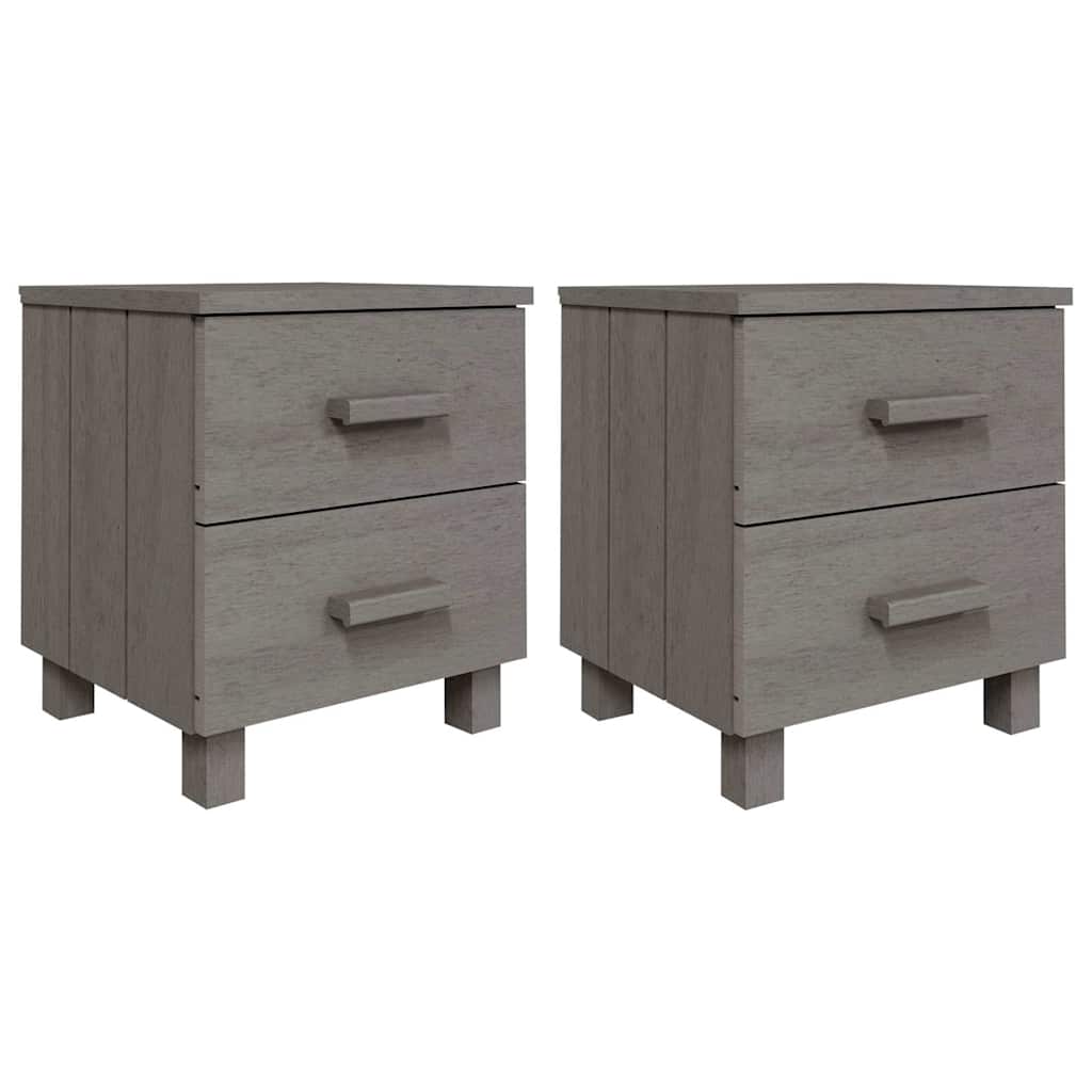 vidaXL Bedside Cabinet | Set of 2 | Light grey | Solid pinewood, MDF | Standard 2