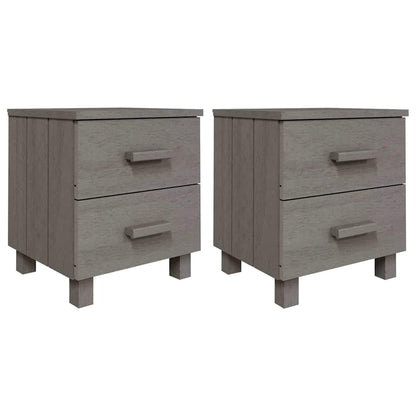 vidaXL Bedside Cabinet | Set of 2 | Light grey | Solid pinewood, MDF | Standard 2