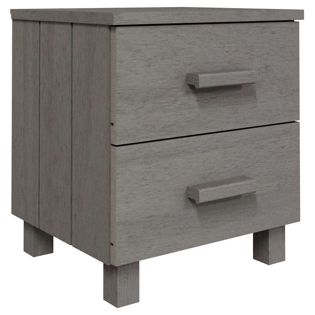 vidaXL Bedside Cabinet | Set of 2 | Light grey | Solid pinewood, MDF | Standard 3