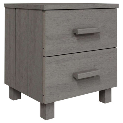 vidaXL Bedside Cabinet | Set of 2 | Light grey | Solid pinewood, MDF | Standard 3