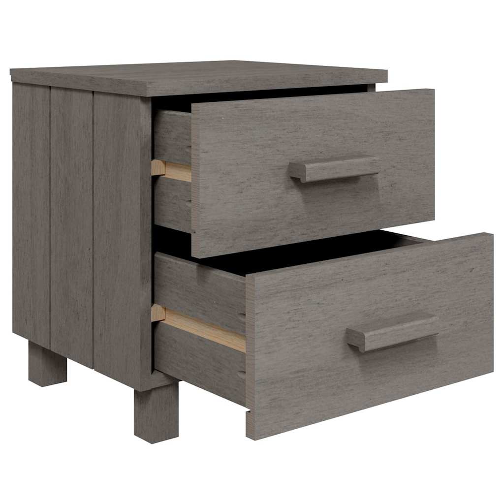vidaXL Bedside Cabinet | Set of 2 | Light grey | Solid pinewood, MDF | Standard 6