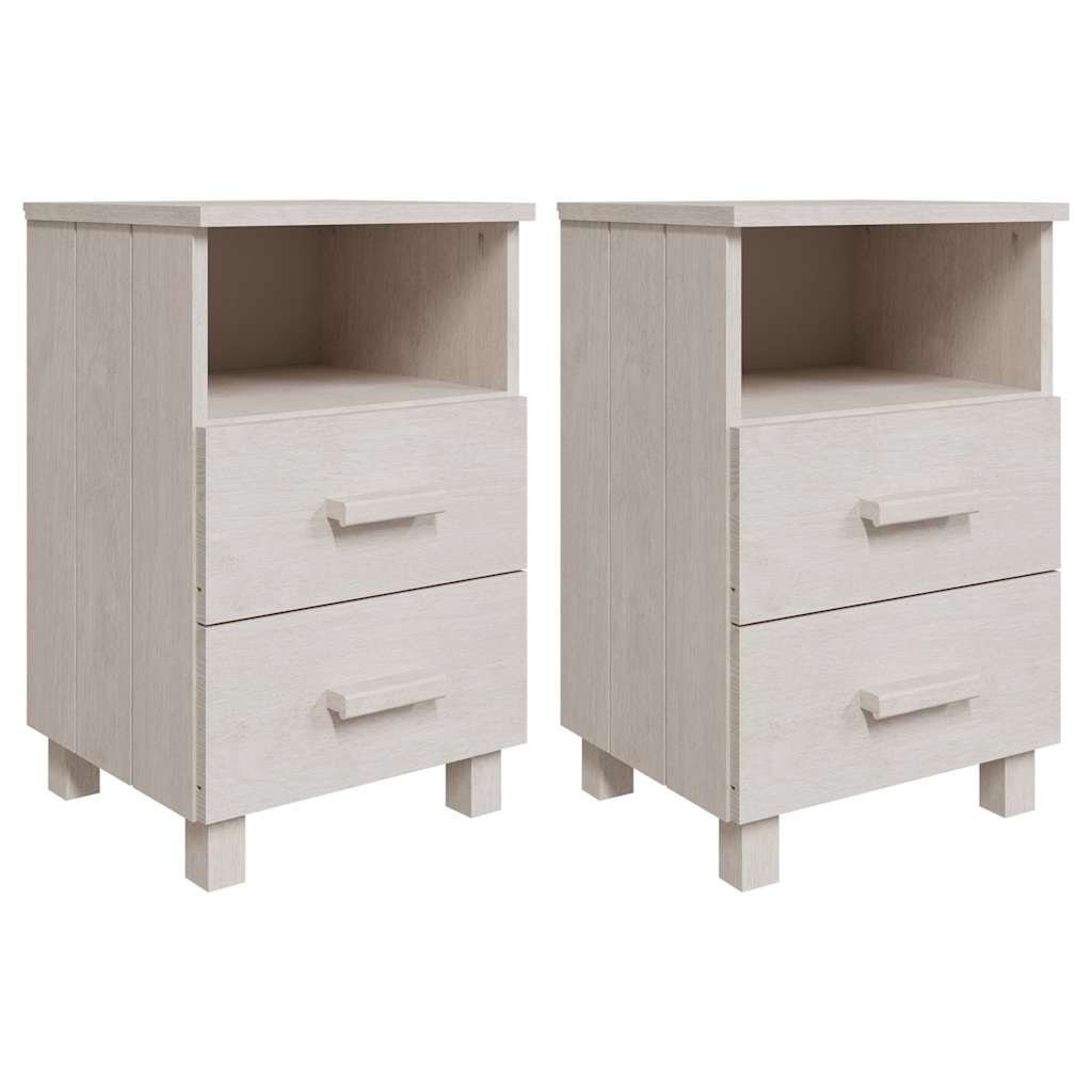 vidaXL Bedside Cabinet | Set of 2 | White | Solid pinewood, MDF | Compact 2