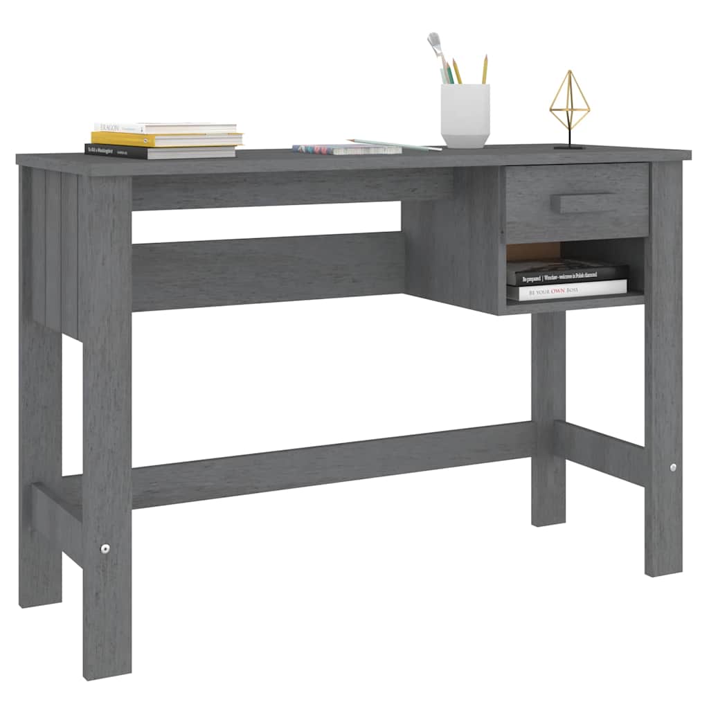 vidaXL Desk | Dark Grey | Solid Pine Wood, MDF | Medium | Desk | Rectangular 4