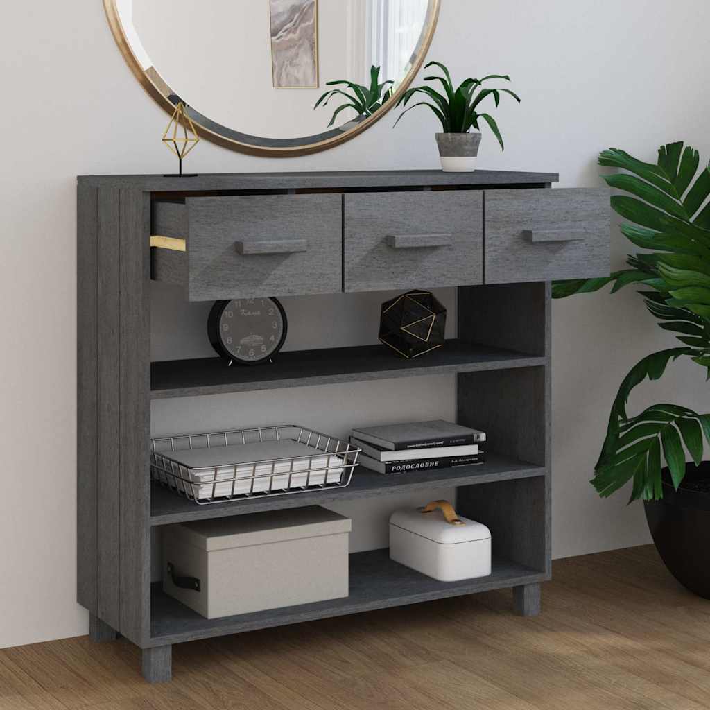vidaXL Console Table | Dark Grey | Solid Pinewood, MDF | Standard 3