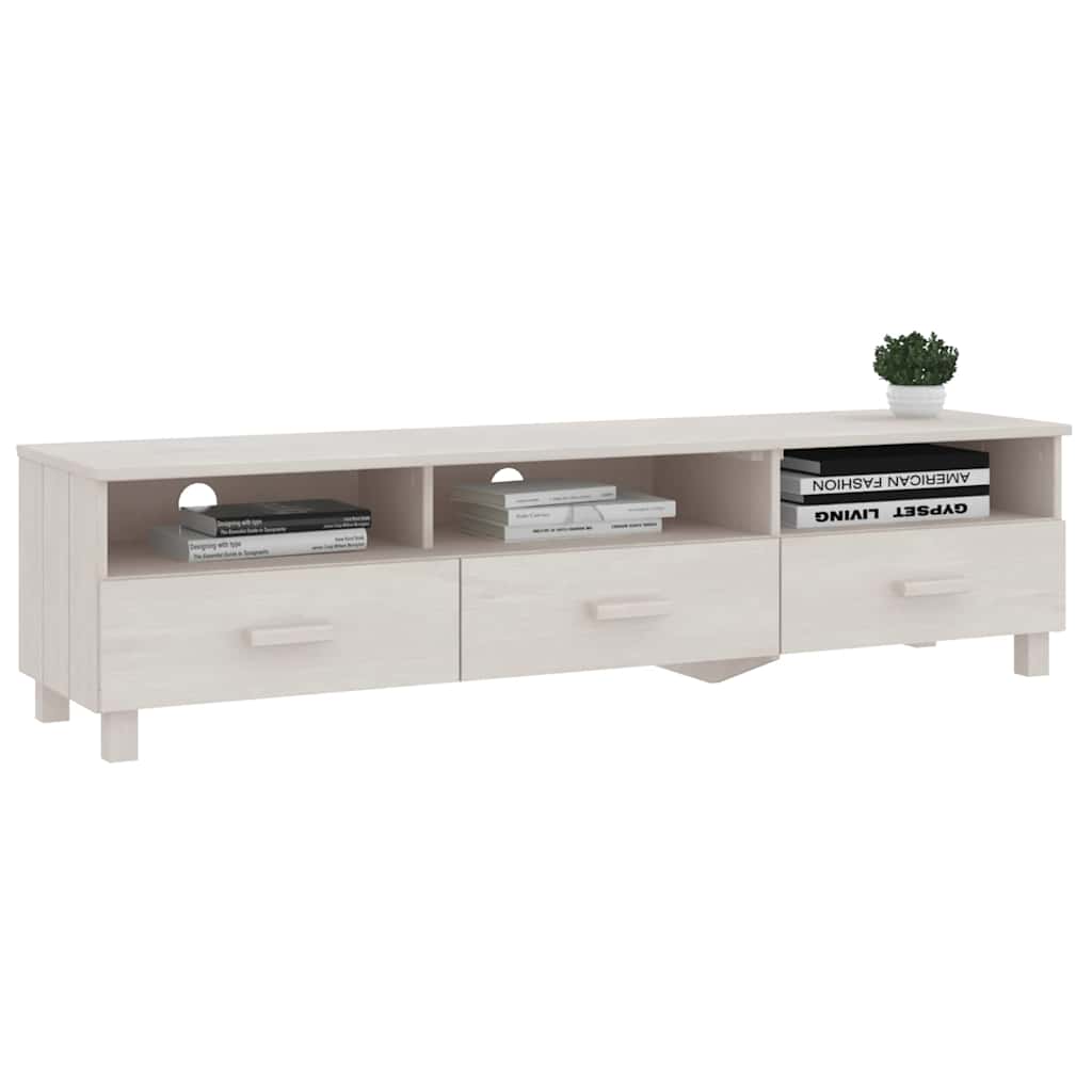 vidaXL TV Cabinet | White | Solid pinewood, MDF | Large | TV Cabinet 6