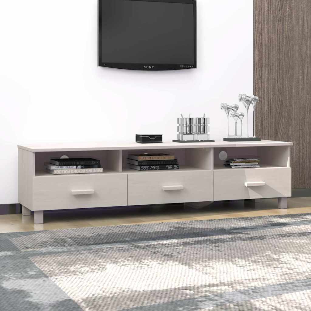 TV Cabinet "HAMAR" 158x40x40 cm Solid Wood Pine White