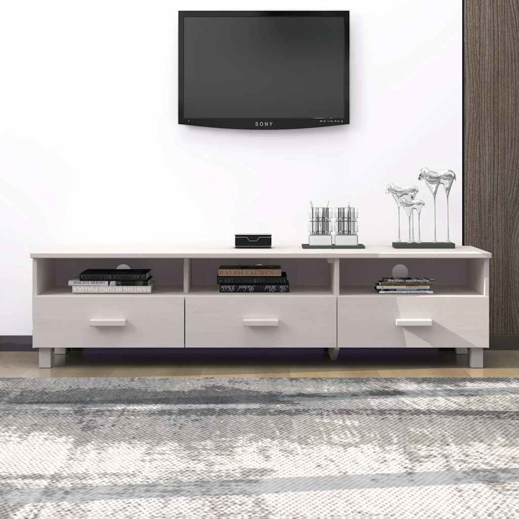 vidaXL TV Cabinet | White | Solid pinewood, MDF | Large | TV Cabinet 1