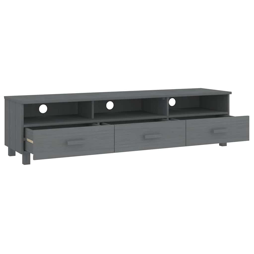 vidaXL TV Cabinet | Dark Grey | Solid Pinewood, MDF | Standard | TV Cabinet 5