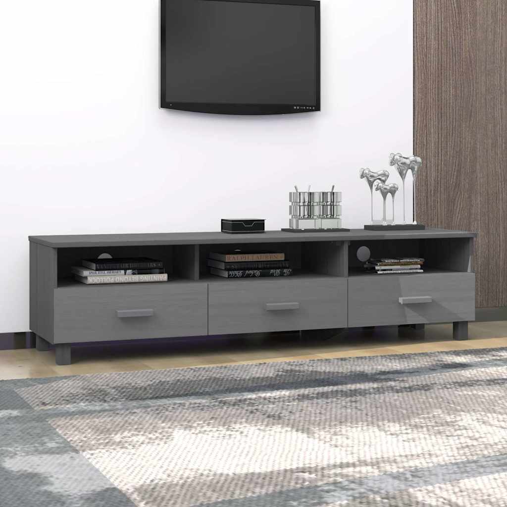 TV Cabinet "HAMAR" 158x40x40 cm Solid Wood Pine Dark grey