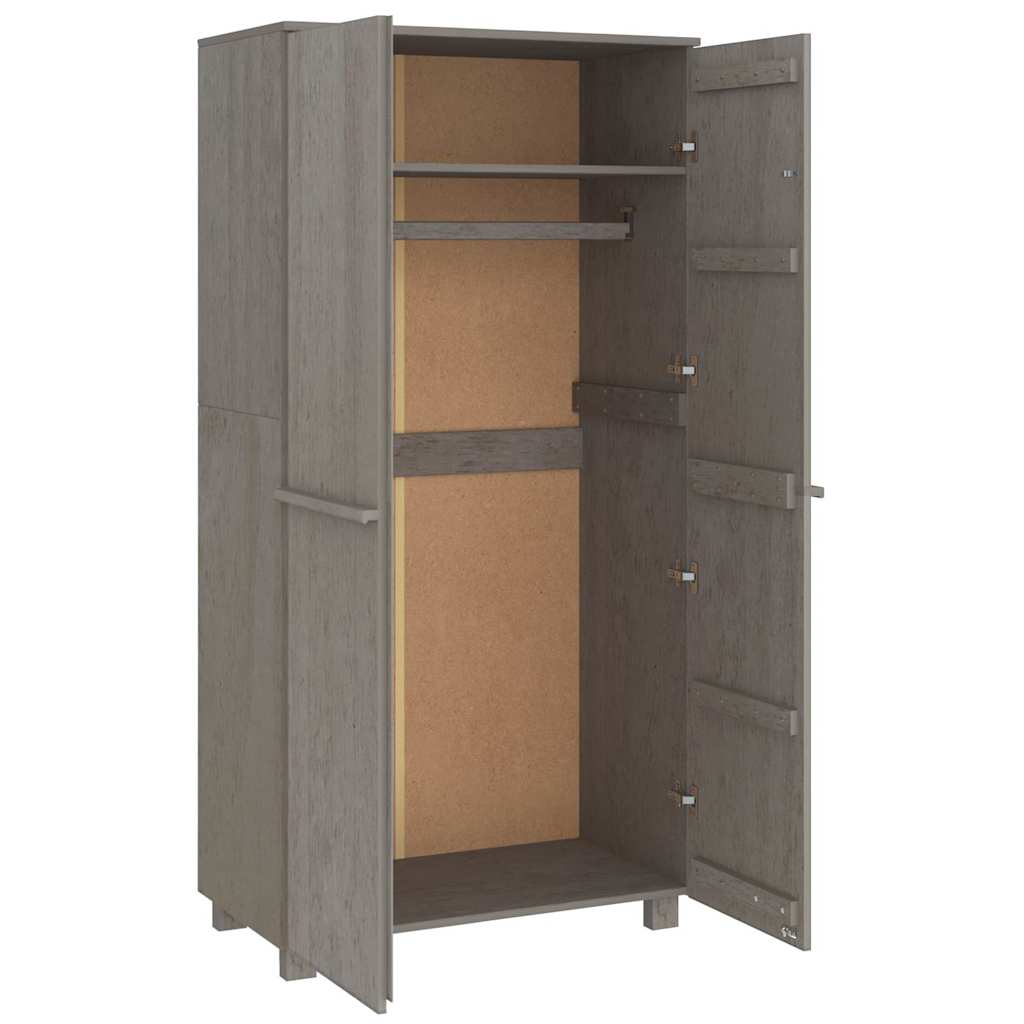 vidaXL Wardrobe | Light grey | Solid pinewood, MDF | 89x50x180 cm | Wardrobe 5